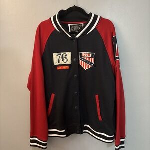 Heritage‎ American Blue/Red varsity  jacket Lacrosse Embroidered Patches 3XL
